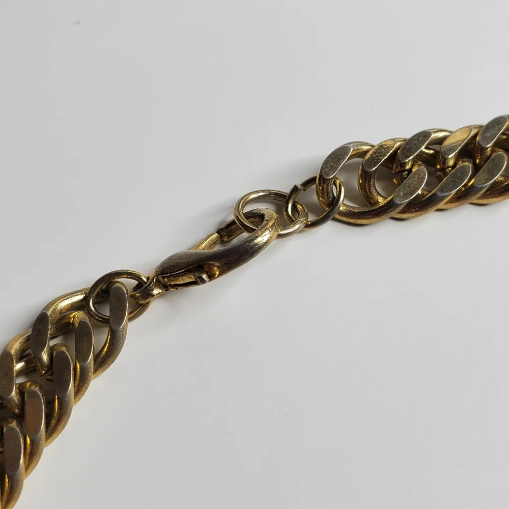 Vintage Gold tone Metal Chucky heavy chain necklace 24" Cuban Chain - Picture 3 of 8